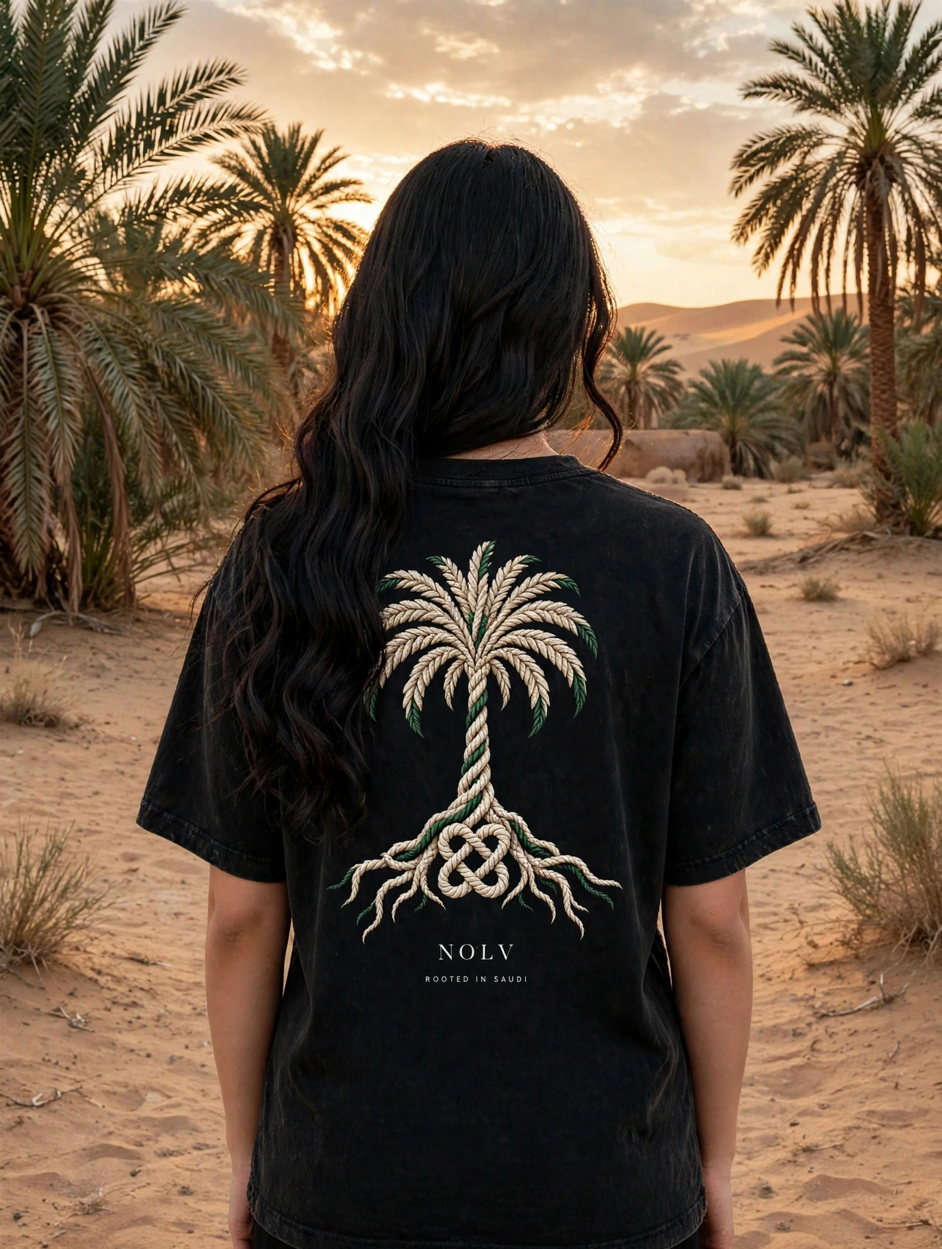 تيشرت اوفرسايز «جذور سعودية» – أسود مغسول , Black / S