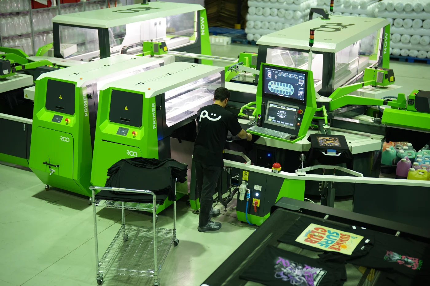 The industrial printer line inside the Tamm factory